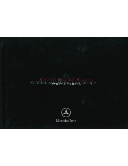 2004 MERCEDES BENZ SLR MCLAREN BETRIEBSANLEITUNG ENGLISCH