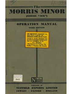 1950 MORRIS MINOR OWNERS MANUAL ENGLISH