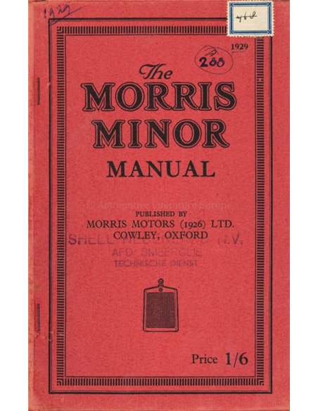 1929 MORRIS MINOR BETRIEBSANLEITUNG ENGLISCH