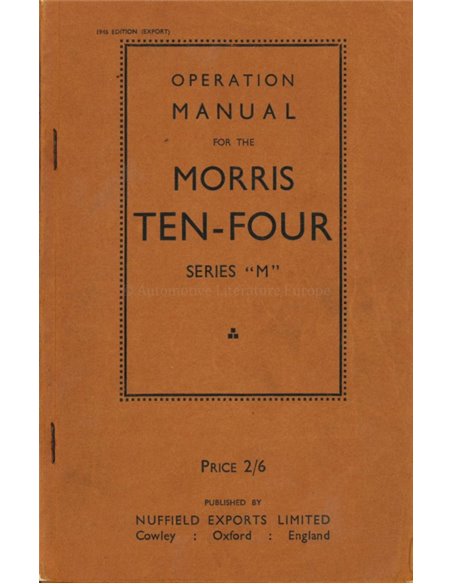 1946 MORRIS OXFORD BETRIEBSANLEITUNG ENGLISCH