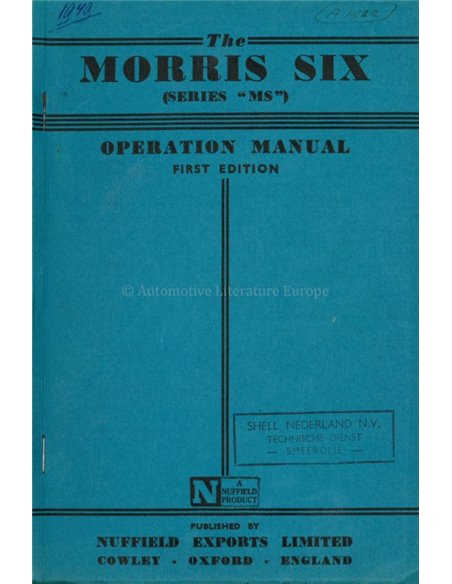 1949 MORRIS SIX INSTRUCTIEBOEKJE ENGELS