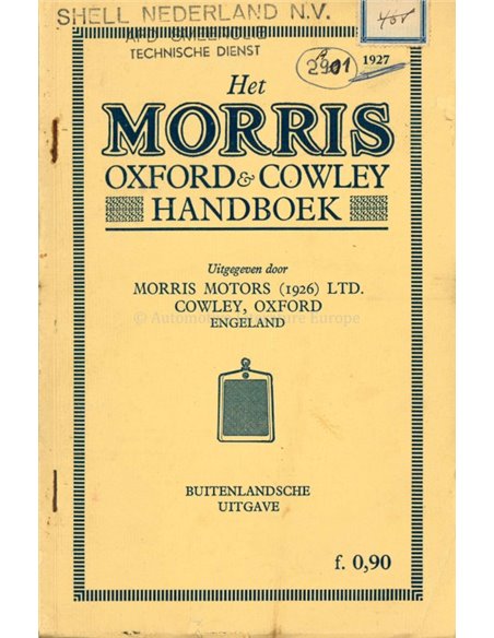 1927 MORRIS BETRIEBSANLEITUNG NIEDERLÄNDISCH