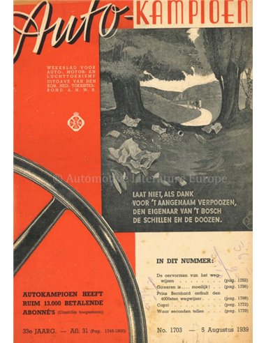 1939 AUTOKAMPIOEN MAGAZIN 31 NIEDERLÄNDISCH