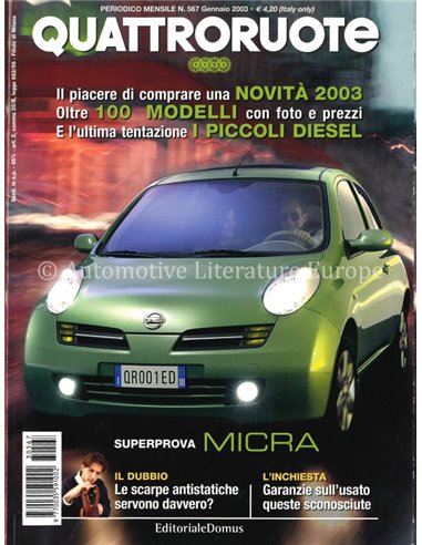 2003 QUATTRORUOTE MAGAZINE 567 ITALIAN
