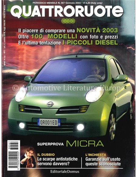 2003 QUATTRORUOTE MAGAZIN 567 ITALIENISCH