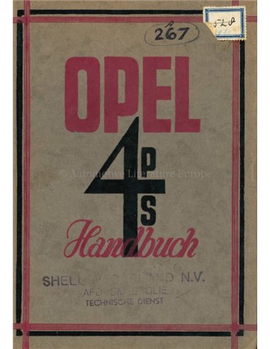 1929 OPEL 4 PS OWNERS MANUAL GERMAN