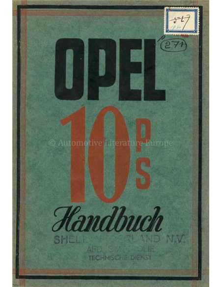 1930 OPEL OWNERS MANUAL GERMAN