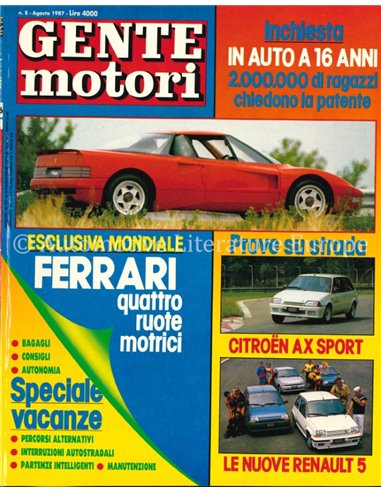 1987 GENTE MOTORI MAGAZINE 186 ITALIAANS