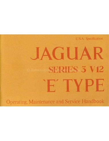 1971 JAGUAR E TYPE 5.3 V12 BETRIEBSANLEITUNG ENGLISCH