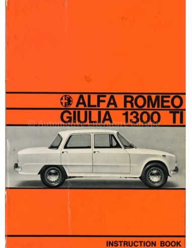 1967 ALFA ROMEO GIULIA 1300 OWNERS MANUAL ENGLISH
