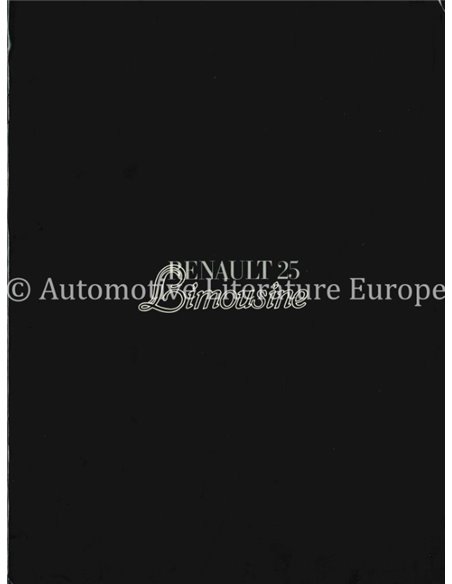 1986 RENAULT 25 LIMOUSINE BROCHURE NEDERLANDS