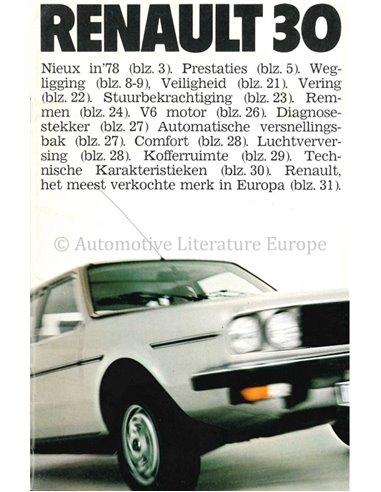 1977 RENAULT 30 BROCHURE DUTCH