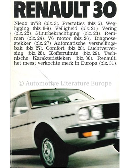 1977 RENAULT 30 BROCHURE NEDERLANDS