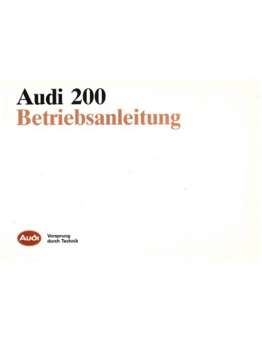 1987 AUDI 200 BETRIEBSANLEITUNG DEUTSCH