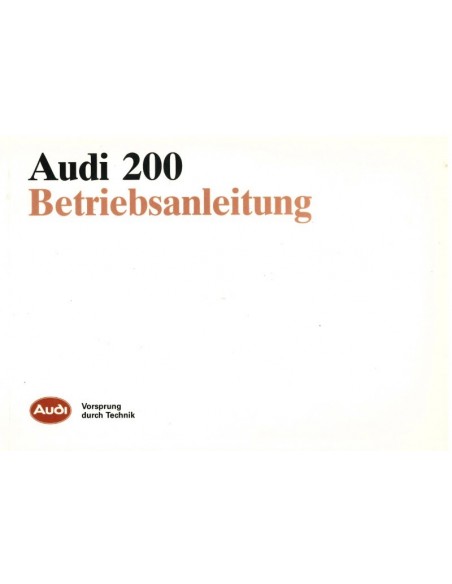 1987 AUDI 200 BETRIEBSANLEITUNG DEUTSCH