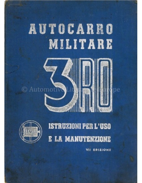1943 LANCIA 3 RO TIPO MILITARE OWNERS MANUAL ITALIAN