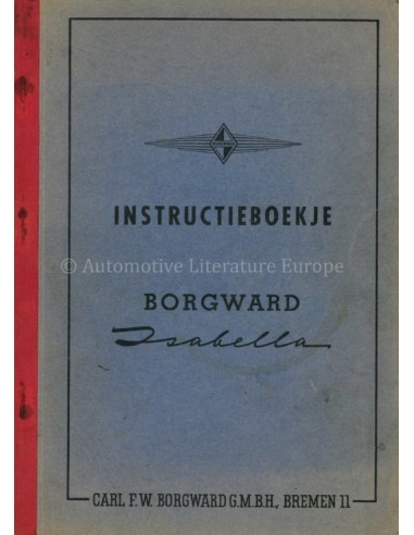 1956 BORGWARD ISABELLA OWNERS MANUAL DUTCH