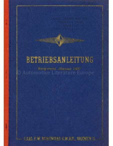 1950 BORGWARD HANSA 1500 INSTRUCTIEBOEKJE DUITS