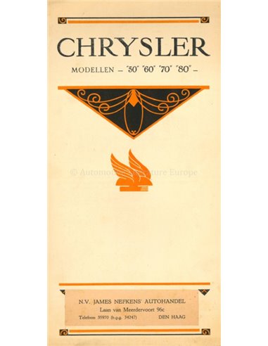 1927 CHRYSLER BROCHURE NEDERLANDS