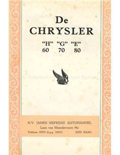 1927 CHRYSLER BROCHURE NEDERLANDS