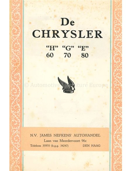 1927 CHRYSLER PROSPEKTE NIEDERLÄNDISCH