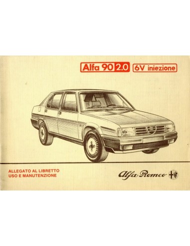 1986 ALFA ROMEO 90 2.0 6V INIEZIONE OWNERS MANUAL SUPPLEMENT  ITALIAN