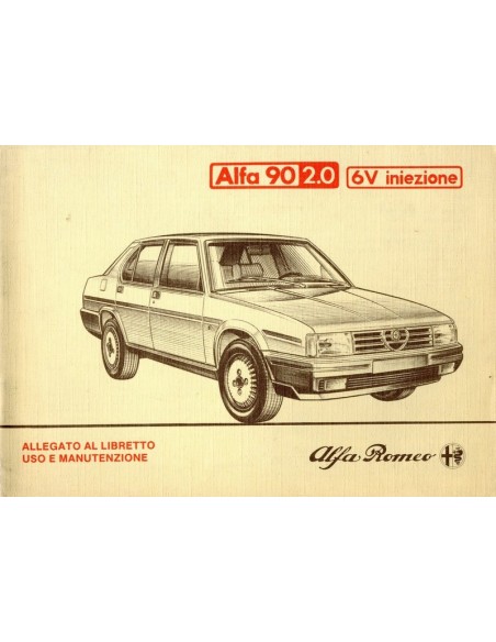 1986 ALFA ROMEO 90 2.0 V6 INIEZIONE INSTRUCTIEBOEKJE BIJLAGE ITALIAANS