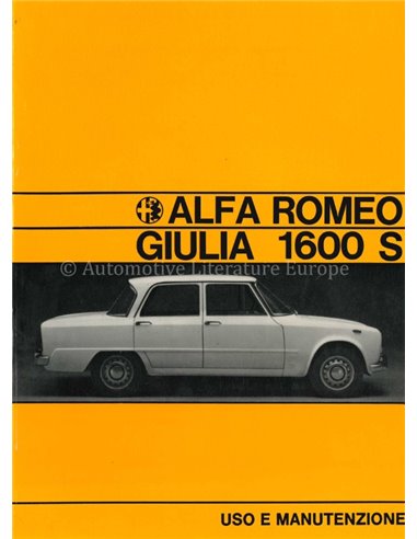 1969 ALFA ROMEO GIULIA 1600 S INSTRUCTIEBOEKJE ITALIAANS