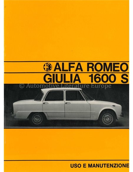 1969 ALFA ROMEO GIULIA 1600 S BETRIEBSANLEITUNG ITALIENISCH
