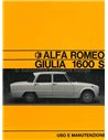 1969 ALFA ROMEO GIULIA 1600 S OWNERS MANUAL ITALIAN