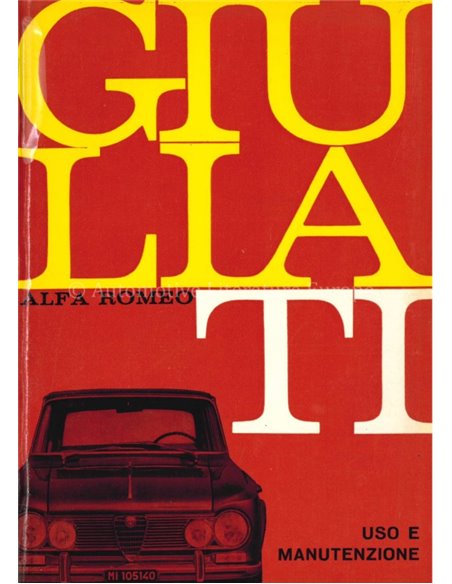 1967 ALFA ROMEO GIULIA TI OWNERS MANUAL ITALIAN