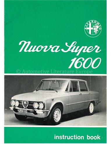 1974 ALFA ROMEO GIULIA NUOVA SUPER 1300 OWNERS MANUAL ENGLISH