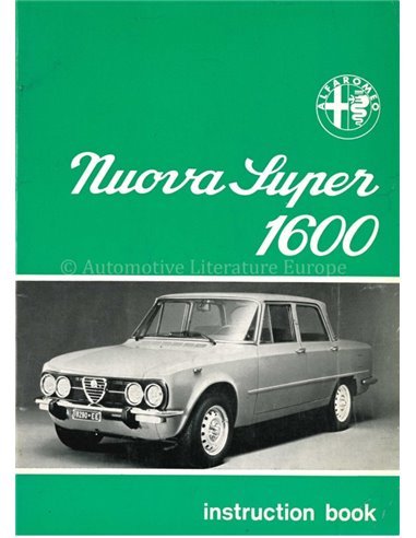 1974 ALFA ROMEO GIULIA NUOVA SUPER BETRIEBSANLEITUNG ENGLISCH