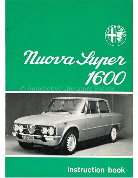 1974 ALFA ROMEO GIULIA NUOVA SUPER 1600 BETRIEBSANLEITUNG ENGLISCH