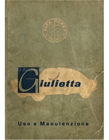 1959 ALFA ROMEO GIULIETTA BETRIEBSANLEITUNG ITALIENISCH