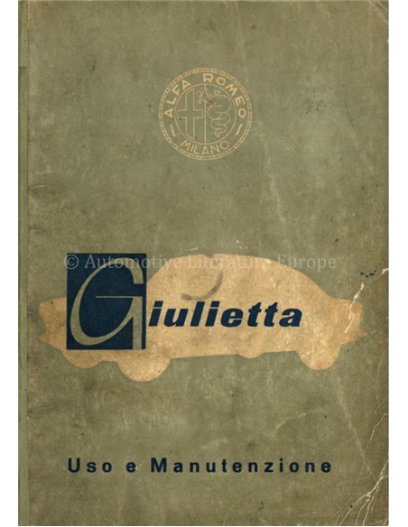 1959 ALFA ROMEO GIULIETTA OWNERS MANUAL ITALIAN