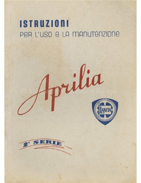 1947 LANCIA APRILIA BETRIEBSANLEITUNG ITALIENISCH