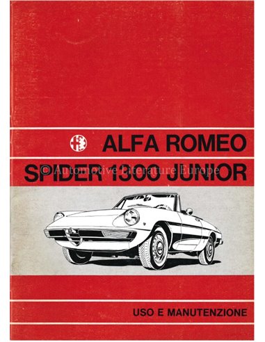 1971 ALFA ROMEO SPIDER 1300 JUNIOR INSTRUCTIEBOEKJE ITALIAANS