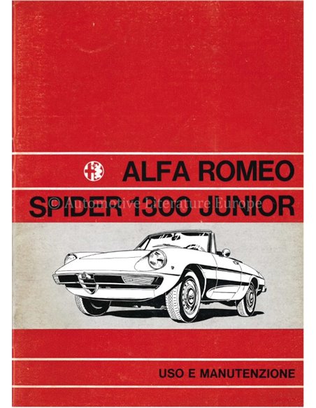 1971 ALFA ROMEO SPIDER 1300 JUNIOR INSTRUCTIEBOEKJE ITALIAANS