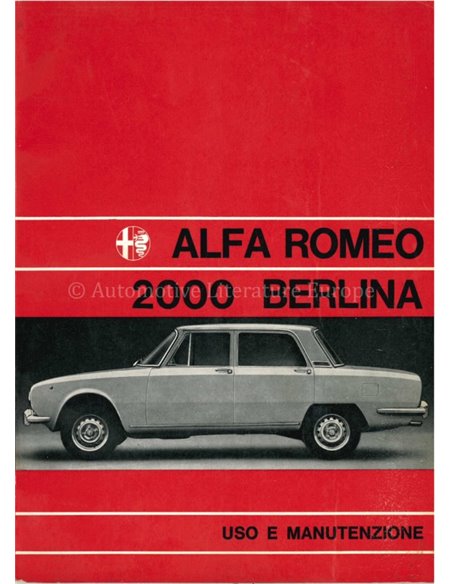 1973 ALFA ROMEO 2000 BERLINA OWNERS MANUAL ITALIAN