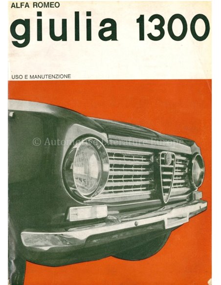 1964 ALFA ROMEO GIULIA 1300 OWNERS MANUAL ITALIAN