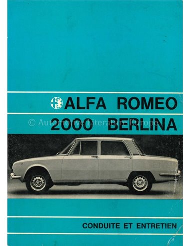1972 ALFA ROMEO 2000 BERLINA OWNER'S MANUAL FRENCH