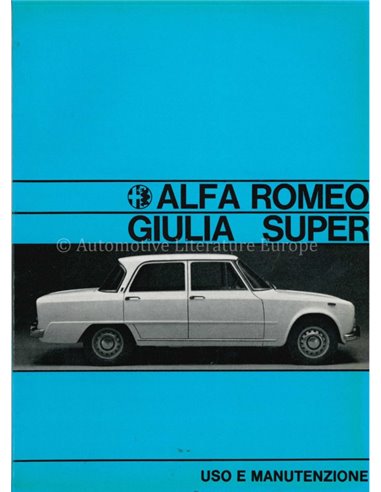 1970 ALFA ROMEO GIULIA SUPER 1600 BETRIEBSANLEITUNG ITALIENISCH