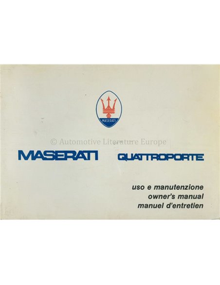 1980 MASERATI QUATTROPORTE OWNERS MANUAL