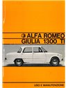 1968 ALFA ROMEO GIULIA 1300 TI OWNER'S MANUAL ITALIAN