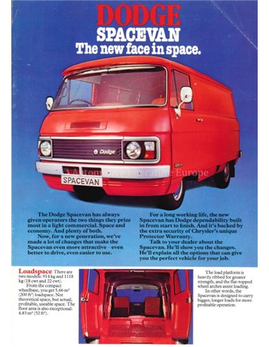 1978 DODGE SPACE VAN PROSPEKT ENGLISCH