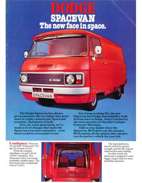1978 DODGE SPACE VAN BROCHURE ENGELS