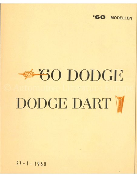 1960 DODGE DART BROCHURE DUTCH