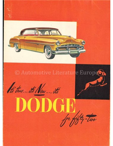 1952 DODGE CORONET BROCHURE NEDERLANDS
