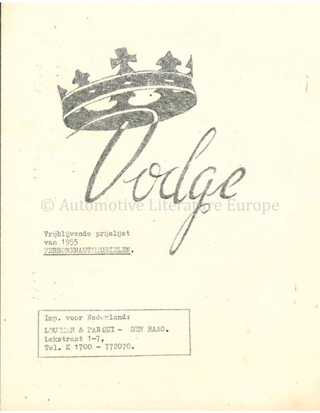 1955 DODGE KINGSWAY BROCHURE DUTCH